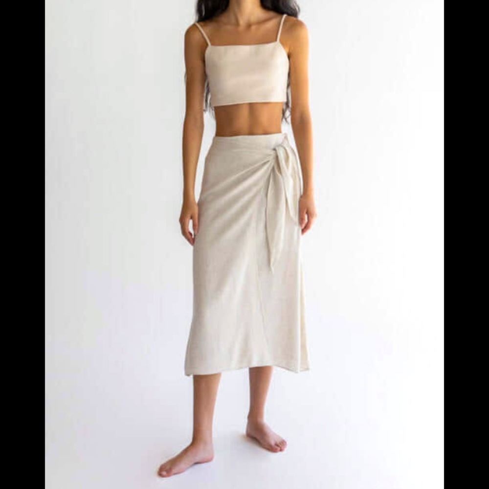 OAK + FORT Linen Tie Skirt